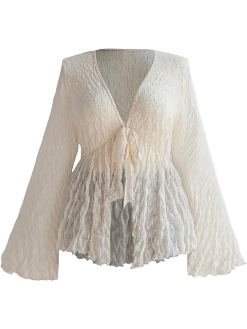 Plus Size Mesh Bell Sleeve Peplum Babydoll Top Blouse for Women - Stylish